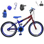 Ficha técnica e caractérísticas do produto Bicicleta Infantil Aro 20 Preta Kit e Roda Aero Azul C/Acelerador Sonoro