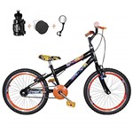 Ficha técnica e caractérísticas do produto Bicicleta Infantil Aro 20 Preta Kit E Roda Aero Laranja Com Acessórios