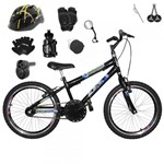 Bicicleta Infantil Aro 20 Verde Escuro Kit e Roda Aero Preta C/Capacete, Kit Proteção e Acelerador