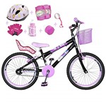 Ficha técnica e caractérísticas do produto Bicicleta Infantil Aro 20 Preta Kit e Roda Aero Rosa Bebê C/Cadeirinha de Boneca Completa