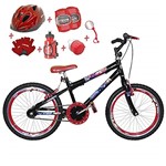 Ficha técnica e caractérísticas do produto Bicicleta Infantil Aro 20 Preta Kit e Roda Aero Verde C/Acessórios e Kit Proteção