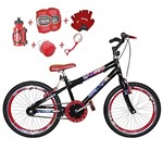 Ficha técnica e caractérísticas do produto Bicicleta Infantil Aro 20 Preta Kit e Roda Aero Vermelha C/Acessórios e Kit Proteção