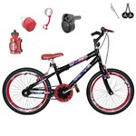 Ficha técnica e caractérísticas do produto Bicicleta Infantil Aro 20 Preta Kit e Roda Aero Vermelho C/Acelerador Sonoro