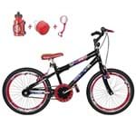 Ficha técnica e caractérísticas do produto Bicicleta Infantil Aro 20 Preta Kit E Roda Aero Vermelho Com Acessórios