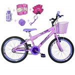 Ficha técnica e caractérísticas do produto Bicicleta Infantil Aro 20 Rosa Bebê Kit e Roda Aero Lilás C/Acessórios e Kit Proteção