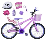 Ficha técnica e caractérísticas do produto Bicicleta Infantil Aro 20 Rosa Bebê Kit E Roda Aero Lilás C/ Cadeirinha de Boneca Completa