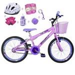 Ficha técnica e caractérísticas do produto Bicicleta Infantil Aro 20 Rosa Bebê Kit e Roda Aero Roxa com Capacete e Kit Proteção