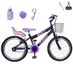 Ficha técnica e caractérísticas do produto Bicicleta Infantil Aro 20 Roxa Kit E Roda Aero Lilás Com Cadeirinha
