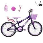 Ficha técnica e caractérísticas do produto Bicicleta Infantil Aro 20 Roxa Kit E Roda Aero Rosa Bebê Com Cadeirinha
