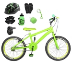 Bicicleta Infantil Aro 20 Verde Claro Kit e Roda Aero Verde C/Capacete, Kit Proteção e Acelerador
