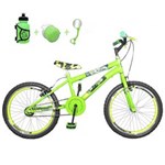 Bicicleta Infantil Aro 20 Branca Kit E Roda Aero Verde Com Acessórios