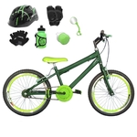 Ficha técnica e caractérísticas do produto Bicicleta Infantil Aro 20 Verde Escuro Kit E Roda Aero Verde C/ Capacete e Kit Proteção