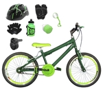 Ficha técnica e caractérísticas do produto Bicicleta Infantil Aro 20 Verde Escuro Kit e Roda Aero Verde C/Capacete, Kit Proteção e Acelerador