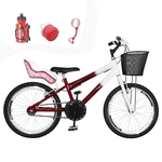 Ficha técnica e caractérísticas do produto Bicicleta Infantil Aro 20 Vermelha Branca Kit E Roda Aero Branca Com Cadeirinha