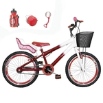 Ficha técnica e caractérísticas do produto Bicicleta Infantil Aro 20 Vermelha Branca Kit E Roda Aero Vermelha Com Cadeirinha