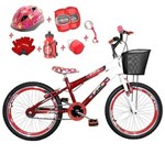 Ficha técnica e caractérísticas do produto Bicicleta Infantil Aro 20 Vermelha Branca Kit e Roda Aero Vermelha com Capacete e Kit Proteção