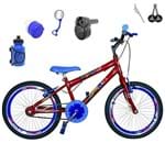 Ficha técnica e caractérísticas do produto Bicicleta Infantil Aro 20 Vermelha Kit e Roda Aero Azul C/ Acelerador Sonoro