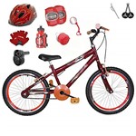 Ficha técnica e caractérísticas do produto Bicicleta Infantil Aro 20 Vermelha Kit e Roda Aero Laranja C/Capacete, Kit Proteção e Acelerador