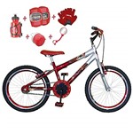 Ficha técnica e caractérísticas do produto Bicicleta Infantil Aro 20 Vermelha Prata Kit e Roda Aero Vermelha C/Acessórios e Kit Proteção