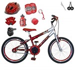Ficha técnica e caractérísticas do produto Bicicleta Infantil Aro 20 Vermelha Prata Kit e Roda Aero Vermelha C/Capacete, Kit Proteção e Acelerador