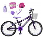 Ficha técnica e caractérísticas do produto Bicicleta Infantil Aro 20 Violeta Kit e Roda Aero Lilás C/Acessórios e Kit Proteção