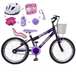 Ficha técnica e caractérísticas do produto Bicicleta Infantil Aro 20 Violeta Kit e Roda Aero Lilás C/Cadeirinha de Boneca Completa
