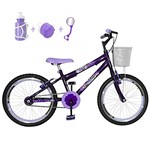Ficha técnica e caractérísticas do produto Bicicleta Infantil Aro 20 Violeta Kit e Roda Aero Lilás com Acessórios