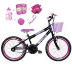 Ficha técnica e caractérísticas do produto Bicicleta Infantil Aro 20 Violeta Kit e Roda Aero Pink com Acessórios