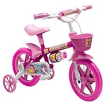 Bicicleta Infantil Aro 12 Nathor Flower com Cesto e Garrafa Rosa