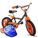Ficha técnica e caractérísticas do produto Bicicleta Infantil Aro 14 FirstPro Masculino C/ Capacete Azul - Alumínio Nathor