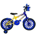 Ficha técnica e caractérísticas do produto Bicicleta Infantil Aro 16 Amarela Azul Kit Azul Promocional