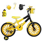 Ficha técnica e caractérísticas do produto Bicicleta Infantil Aro 16 Amarela Preta Kit Amarelo C/Acelerador Sonoro