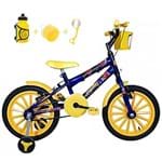 Ficha técnica e caractérísticas do produto Bicicleta Infantil Aro 16 Azul Kit Amarelo C/Acessórios