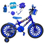 Ficha técnica e caractérísticas do produto Bicicleta Infantil Aro 16 Azul Kit Azul C/Acessórios e Kit Proteção
