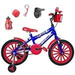 Ficha técnica e caractérísticas do produto Bicicleta Infantil Aro 16 Azul Kit Vermelho C/Acelerador Sonoro