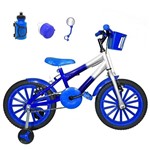 Ficha técnica e caractérísticas do produto Bicicleta Infantil Aro 16 Azul Prata Kit Azul C/ Acessórios - Flexbikes
