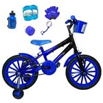 Ficha técnica e caractérísticas do produto Bicicleta Infantil Aro 16 Azul Preta Kit Azul C/ Acessórios e Kit Proteção