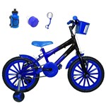 Ficha técnica e caractérísticas do produto Bicicleta Infantil Aro 16 Azul Preta Kit Azul C/ Acessórios - Flexbikes