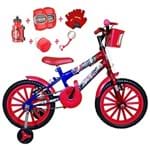 Ficha técnica e caractérísticas do produto Bicicleta Infantil Aro 16 Azul Vermelha Kit Azul C/Acessórios e Kit Proteção