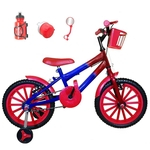 Bicicleta Infantil Aro 16 Azul Vermelha Kit Vermelho C/Acessórios