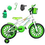 Ficha técnica e caractérísticas do produto Bicicleta Infantil Aro 16 Branca Kit Verde C/Acelerador Sonoro