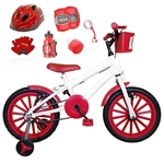 Ficha técnica e caractérísticas do produto Bicicleta Infantil Aro 16 Branca Kit Vermelho C/ Capacete E Kit Proteção