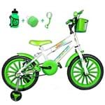 Ficha técnica e caractérísticas do produto Bicicleta Infantil Aro 16 Branco Kit Verde C/Acessórios