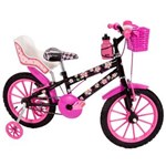 Ficha técnica e caractérísticas do produto Bicicleta Infantil Aro 16 Flowers Black com Cadeirinha de Boneca