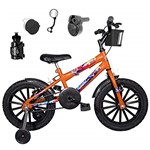 Ficha técnica e caractérísticas do produto Bicicleta Infantil Aro 16 Laranja Kit Preto C/Acelerador Sonoro