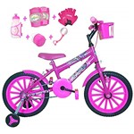 Ficha técnica e caractérísticas do produto Bicicleta Infantil Aro 16 Pink Kit Pink C/Acessórios e Kit Proteção