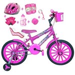 Ficha técnica e caractérísticas do produto Bicicleta Infantil Aro 16 Pink Kit Pink com Capacete, Kit Proteção e Cadeirinha