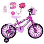 Ficha técnica e caractérísticas do produto Bicicleta Infantil Aro 16 Pink Kit Rosa Bebê C/Acessórios e Kit Proteção