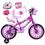 Ficha técnica e caractérísticas do produto Bicicleta Infantil Aro 16 Pink Kit Rosa Bebê C/Capacete, Kit Proteção e Cadeirinha