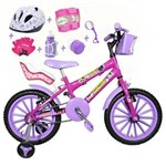 Ficha técnica e caractérísticas do produto Bicicleta Infantil Aro 16 Pink Kit Roxo com Capacete, Kit Proteção e Cadeirinha